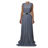 Elisabetta Franchi - Long Dress in Jersey Fabric - Blue - Dress - Made in Italy - Luxury Exclusive Collection