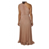 Elisabetta Franchi - One-Shoulder Dress in Jersey - Bronze - Dress - Made in Italy - Luxury Exclusive Collection