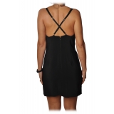 Elisabetta Franchi - Short Dress with Crossed Laces - Black - Dress - Made in Italy - Luxury Exclusive Collection