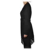 Elisabetta Franchi - Oversize Cardigan with Fringes - Black - Pullover - Made in Italy - Luxury Exclusive Collection