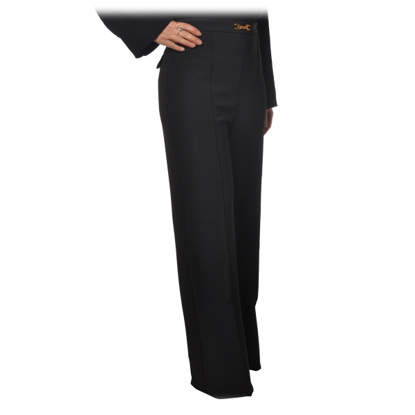 Elisabetta Franchi - High-Waisted Model with Zip - Black - Trousers - Made in Italy - Luxury Exclusive Collection