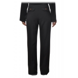 Elisabetta Franchi - High-Waisted Model with Zip - Black - Trousers - Made in Italy - Luxury Exclusive Collection