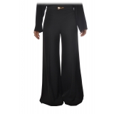 Elisabetta Franchi - High-Waisted Model with Wide Leg - Black - Trousers - Made in Italy - Luxury Exclusive Collection