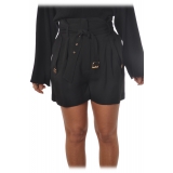 Elisabetta Franchi - High-Waist Shorts in Light Fabric - Black - Trousers - Made in Italy - Luxury Exclusive Collection