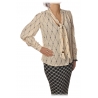 Elisabetta Franchi - Shirt with Open Neckline - Cream - Shirt - Made in Italy - Luxury Exclusive Collection