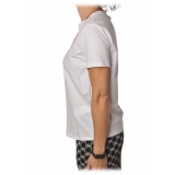 Elisabetta Franchi - T-Shirt Manica Corta con Dettaglio - Bianco - T-Shirt - Made in Italy - Luxury Exclusive Collection