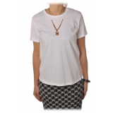 Elisabetta Franchi - Short Sleeve T-Shirt with Detail - White - T-Shirt - Made in Italy - Luxury Exclusive Collection