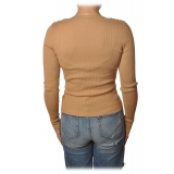 Elisabetta Franchi - Sweater with V-Neckline - Brown - Pullover - Made in Italy - Luxury Exclusive Collection