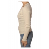 Elisabetta Franchi - Sweater with V-Neckline -  White - Pullover - Made in Italy - Luxury Exclusive Collection