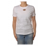 Elisabetta Franchi - T-Shirt Manica Corta Avvitata - Bianco - T-Shirt - Made in Italy - Luxury Exclusive Collection