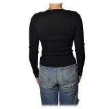 Elisabetta Franchi - Sweater with V-Neckline -  Black - Pullover - Made in Italy - Luxury Exclusive Collection