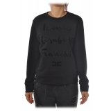 Elisabetta Franchi - Oversize Sweatshirt in Cotton - Black - Sweatshirt - Made in Italy - Luxury Exclusive Collection