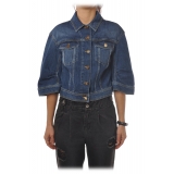 Elisabetta Franchi - Denim Jacket with Logo - Blue - Jacket - Made in Italy - Luxury Exclusive Collection