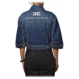 Elisabetta Franchi - Giacca in Denim con Logo - Blu - Giacca - Made in Italy - Luxury Exclusive Collection