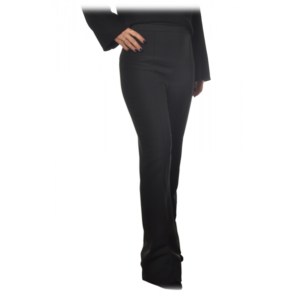 Elisabetta Franchi - High-Waisted Model in Technical Fabric - Black - Trousers - Made in Italy - Luxury Exclusive Collection