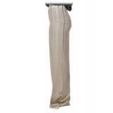 Elisabetta Franchi - High-Waisted Model with Leather Belt - Beige - Trousers - Made in Italy - Luxury Exclusive Collection