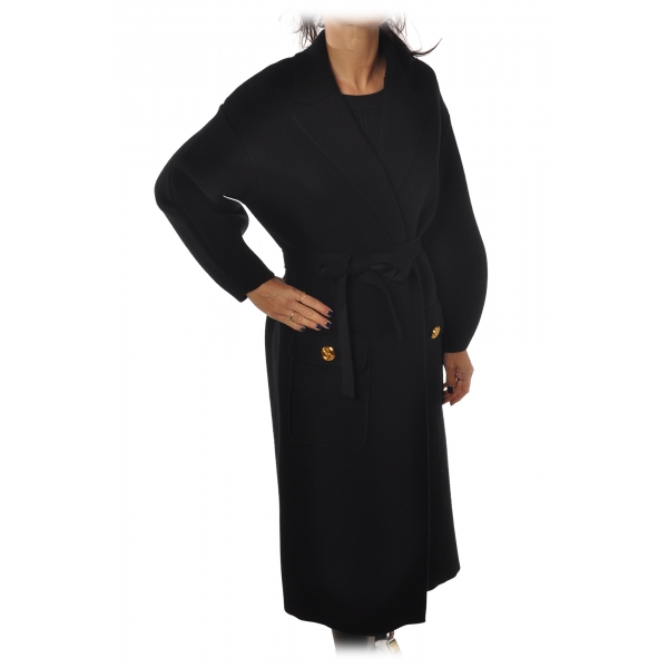 Elisabetta Franchi - Cappotto a Manica Lunga - Nero - Giacca - Made in Italy - Luxury Exclusive Collection