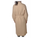 Elisabetta Franchi - Oversize Coat with Two Patch - White - Jacket - Made in Italy - Luxury Exclusive Collection