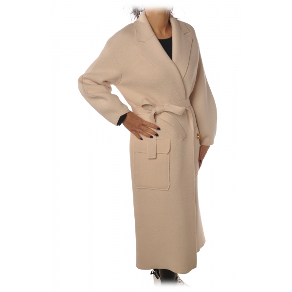 Elisabetta Franchi - Oversize Coat with Two Patch - White - Jacket - Made in Italy - Luxury Exclusive Collection
