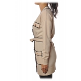 Elisabetta Franchi - Long Cardigan with Belt - Cream White - Sweater - Made in Italy - Luxury Exclusive Collection