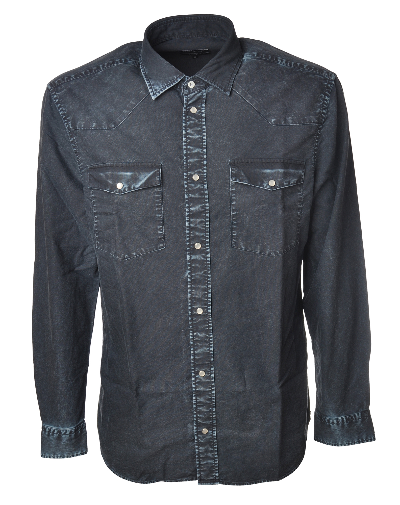 Dondup - Washed Denim Shirt with Buttons - Black - Shirt - Exclusive Collection -
