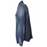 Dondup - Camicia Denim Slavato con Bottoni - Denim Blue - Camicia - Luxury Exclusive Collection