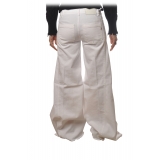 Dondup - Pantalone Modello Flaire a Vita Alta - Bianco - Pantalone - Luxury Exclusive Collection