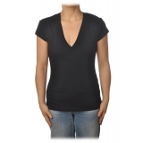 Dondup - Short-Sleeved T-shirt with V Neckline - Black - T-shirt - Luxury Exclusive Collection