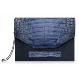 Ammoment - Caiman in Degrade Navy-Black - Leather Pete Clutch Bag