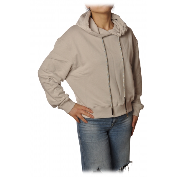 Dondup - Oversize Sweatshirt with Hood - Cream - Sweatshirt - Luxury Exclusive Collection