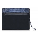 Ammoment - Caiman in Degrade Navy-Black - Leather Pete Clutch Bag