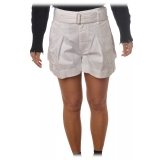 Dondup - High-Waisted Shorts with Finishing Belt - White - Trousers - Luxury Exclusive Collection