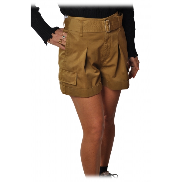 Dondup - High-Waisted Shorts with Finishing Belt - Beige - Trousers - Luxury Exclusive Collection
