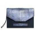 Ammoment - Python in Calcite Grey - Leather Pete Clutch Bag
