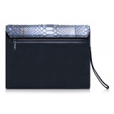 Ammoment - Python in Calcite Grey - Leather Pete Clutch Bag