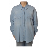 Dondup - Long-Sleeved Oversized Shirt in Denim - Denim Blue - Shirt - Luxury Exclusive Collection