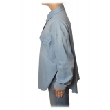 Dondup - Long-Sleeved Oversized Shirt in Denim - Denim Blue - Shirt - Luxury Exclusive Collection