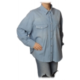 Dondup - Long-Sleeved Oversized Shirt in Denim - Denim Blue - Shirt - Luxury Exclusive Collection