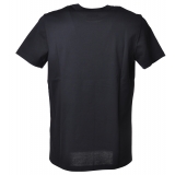 Dondup - Short-Sleeved T-shirt with Contrasting Logo - Blue - T-shirt - Luxury Exclusive Collection