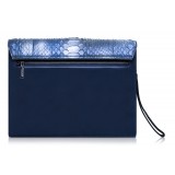 Ammoment - Python in Calcite Blue - Leather Pete Clutch Bag