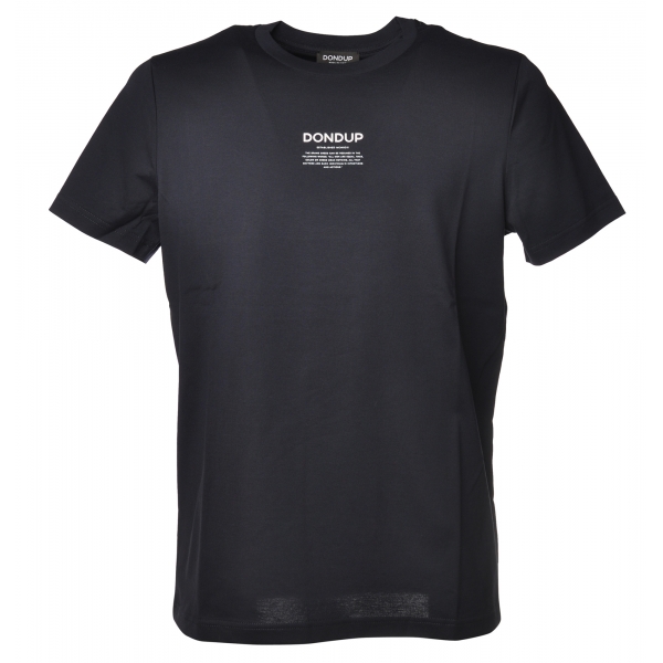 Dondup - Short-Sleeved T-shirt with Contrasting Logo - Blue - T-shirt - Luxury Exclusive Collection