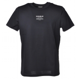 Dondup - Short-Sleeved T-shirt with Contrasting Logo - Blue - T-shirt - Luxury Exclusive Collection