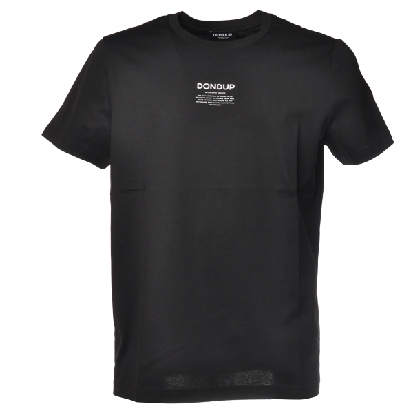 Dondup - T-shirt a Manica Corta con Scritta in Contrasto - Nero - T-shirt - Luxury Exclusive Collection