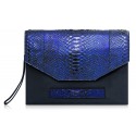 Ammoment - Python in NYX Blue - Leather Pete Clutch Bag