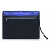 Ammoment - Python in NYX Blue - Leather Pete Clutch Bag