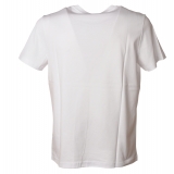 Dondup - T-shirt a Manica Corta con Scritta in Contrasto -Bianco - T-shirt - Luxury Exclusive Collection