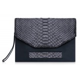Ammoment - Python in Black - Leather Pete Clutch Bag