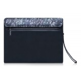 Ammoment - Ostrich in Tahitian Pearl Black - Leather Pete Clutch Bag