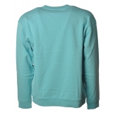 Dondup - Long-Sleeved Crewneck with Logo - Blue Tiffany - Sweatshirt - Luxury Exclusive Collection