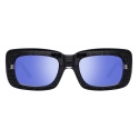 The Attico - The Attico Marfa Rectangular Sunglasses in Glitter and Blue - Sunglasses - Official